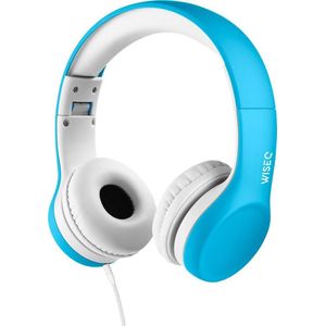 WISEQ Junior Koptelefoon - Voor Kinderen Vanaf 3 Jaar - Veilige Bedrade Koptelefoon Kind - Volumebegrenzer -Fantastisch Geluid - Voor Jongens en Meisjes - Blauw