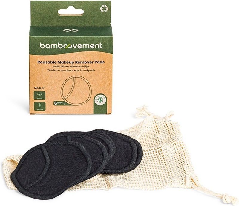 Bamboovement - Herbruikbare Wattenschijfjes - 6 stuks - Incl. Wasnetje - Wasbare Wattenschijfjes - 100% Natuurlijk