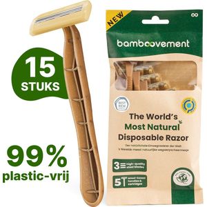 Bamboovement Duurzame Scheermesjes (15 stuks) - Uniseks Wegwerpscheermesjes - 99% Plasticvrij