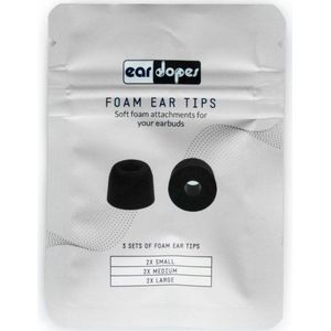 Foam ear tips van foamigo® - voor oordopjes - 3 sets: S, M, L - memory foam - eartips - opzetstukjes voor in ear oordopjes en draadloze oortjes - schuim ear tips