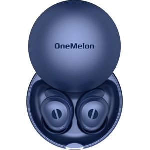 OneMelon Drops - draadloze oordopjes - kleine oordopjes - donkerblauw - bluetooth 5.3 oortjes o.a. voor slapen - ANC en Transparency mode - ENC microfoon - touch bediening - usb-c - draadloos opladen - slaapoordopjes