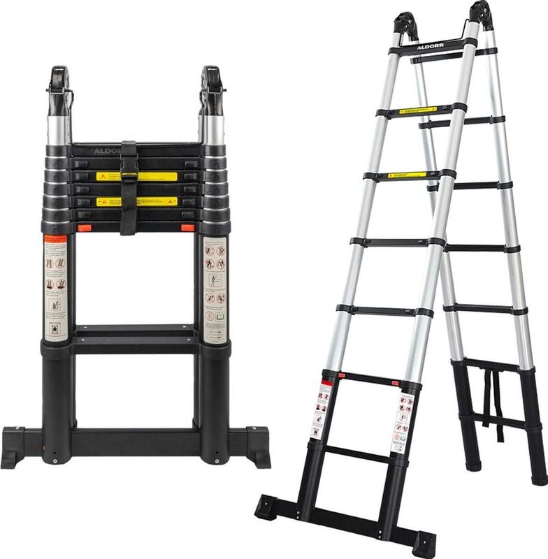 ALDORR Professional - Telescopische Vouwladder 2x7 - 2,20 meter - Soft Close - Levenslang garantie