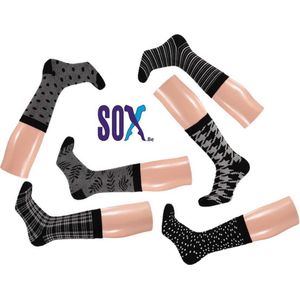 SOX Thermische Full Terry 6 PACK Damessok 37/42 Fantasie Zwart assorti Sterke Wandelsokken en Werksokken Naadloos