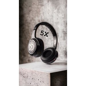 Silent Disco set – 5 oplaadbare Koptelefoons – Inclusief Zender - Hoofdtelefoons – Zwart