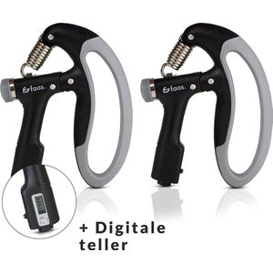 Verstelbare Handtrainer - Set van 2 - 10 tot 100 KG - Digitale Teller - Handknijper Fitness - Onderarm Grip Trainer - Zwart