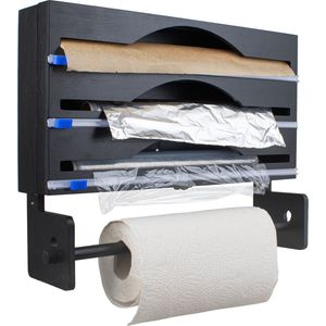 Nimma - Foliehouder - Zwart - Bamboe - Geschikt voor 3 Rollen Folie