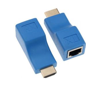 WiseGoods - Premium HDMI Extender - RJ45 Poort - LAN Netwerk - HDMI Uitbreiding tot 30m - UTP Lan - Blauw - 1080p