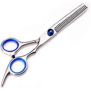 WiseGoods Uitdunschaar Haar Kapper - Effileerschaar - Coupeschaar - Kappersschaar - Schaar - 17 cm - RVS met Blauwe Rand