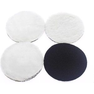 WiseGoods Auto Polijst Pads - Poetsschijven - Polijstmachine Schijven - Wol - 4 Stuks - 125mm - Wit