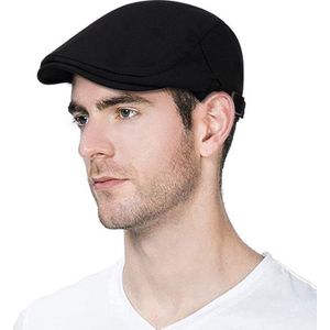 WiseGoods Bakersboy Flatcap voor Heren - Verstelbaar - Exclusive Newsboy Pet / Flat Cap voor Volwassenen - Zwart