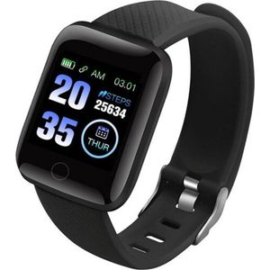 Black Smart Watch - Premium Stappenteller Horloge - Smart Watch - Activity Tracker - Smart Armband - Hardlopen - Fitness - Zwart