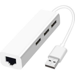 WiseGoods Ethernet Splitter met 3 Poort USB HUB - RJ45 LAN Adapter - Netwerkkaart - USB 2.0 naar Ethernet