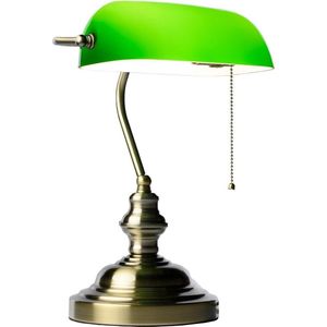 Specilights Bureaulamp - Notarislamp Groen - Bankierslamp - Banker Lamp - Inclusief Lamp en Trekschakelaar - Met E27 fitting