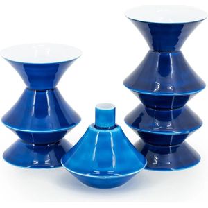 Yack - Kaarsenhouder - Blauw - Set van 3 - Hoogwaardig Materiaal