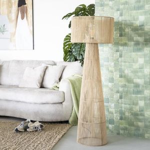 Landelijke Oosterse vloerlamp Oshu 1-lichts Jute