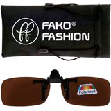 Fako Fashion® - Clip On Voorzet Zonnebril - Polarized - Polariserend - Small - 127x35mm - Bruin