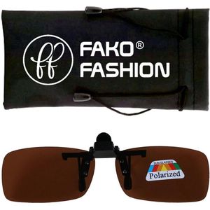 Fako Fashion® - Clip On Voorzet Zonnebril - Polarized - Polariserend - Small - 127x35mm - Bruin