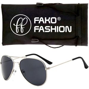 Fako Fashion® - Kinder Pilotenbril - Piloot Zonnebril - Zilver - Zwart