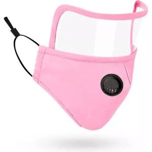 Mondmasker - mondkapje met oogbescherming / spatscherm  - roze