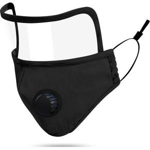 Mondmasker - mondkapje met oogbescherming / spatscherm  - zwart