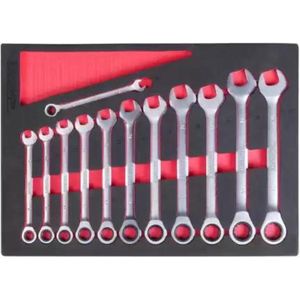 WEBER TOOLS Ringratelsleutels omkeerbaar 8 t/m 19mm / 12-delig in foam inleg