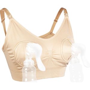 ForDig 2-in-1 Kolf en Voedingsbeha Beige - BH voor Kolven & Voeding - Extra Verstelbaar Baby Voedings Beha - Voedingsbh - Kolfbh - Voedingbeha - Kolfbeha â€“ Bralette â€“ Maat S