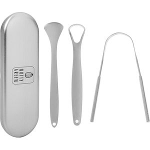 Nutty Green Tongschraper (3-Delig) - Tongreiniger - Tong Schraper - Slechte Adem - Tongborstel - RVS