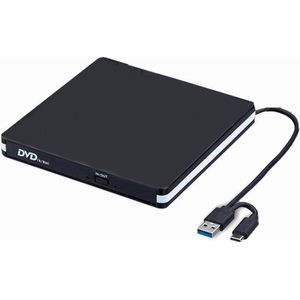 FEDEC Externe Discplayer - CD en DVD speler - USB 3.0 en USB C speler - Plug & Play - Zwart