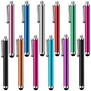 FEDEC Stylus Pennen - voor Touchscreen Ipad Tablet E-reader en Mobiel/Smartphone - Universele Stylus Pennen - Precisie Rubberen Tips - Comfortabele Vorm - Multicolour - 12-Delig Set