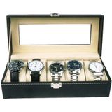 FEDEC Luxe Horlogebox - Horlogedoos - Voor 5 Horloges - Zwart