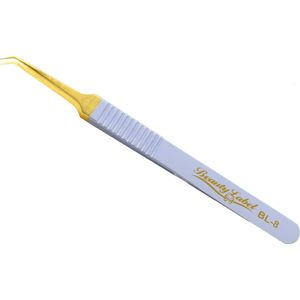Beauty Label Pincet - Lash Tweezer - Curved Tweezer - BL-8- Wit/Goud
