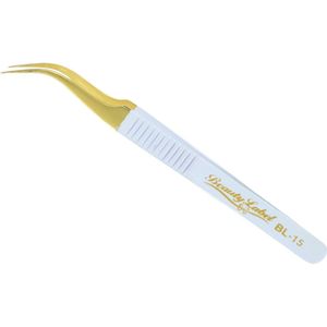 Beauty Label Pincet - Lash Tweezer - Curved Tweezer -BL-15 - Wit/Goud