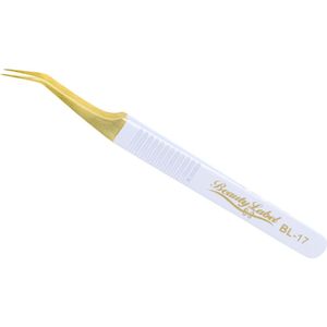 Beauty Label Pincet- Lash tweezer - Curved Tweezer - BL-17 - Wit/Goud