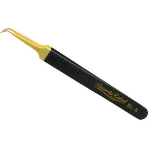 Beauty Label Pincet - Lash Tweezer - Curved Tweezer - BL-8 - Zwart/Goud