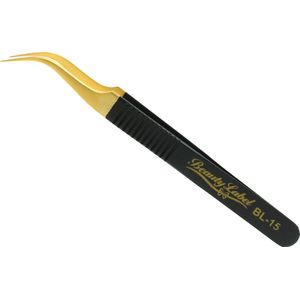 Beauty Label Pincet - Lash Tweezer - Curved Tweezer -BL-15 - Zwart/Goud