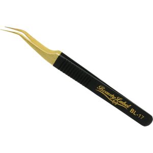 Beauty Label Pincet - Lash Tweezer - Curved Tweezer -BL-17 - Zwart/Goud