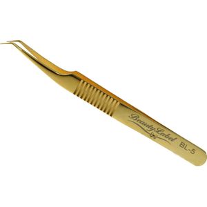 Beauty Label Pincet- Curved Tweezer -BL-5 - Goud