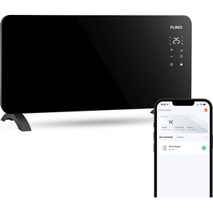 FlinQ Slimme Paneelverwarmer Zwart - Elektrische Kachel - Bedienbaar Via App - 2000W