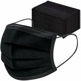 Mondkapjes - Zwart - 50 Stuks - 3-Laags