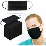 Mondkapjes - Zwart - 50 Stuks - 3-Laags