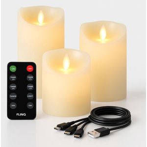 FlinQ - Oplaadbare Led Kaarsen - Warm Wit - 3-PACK