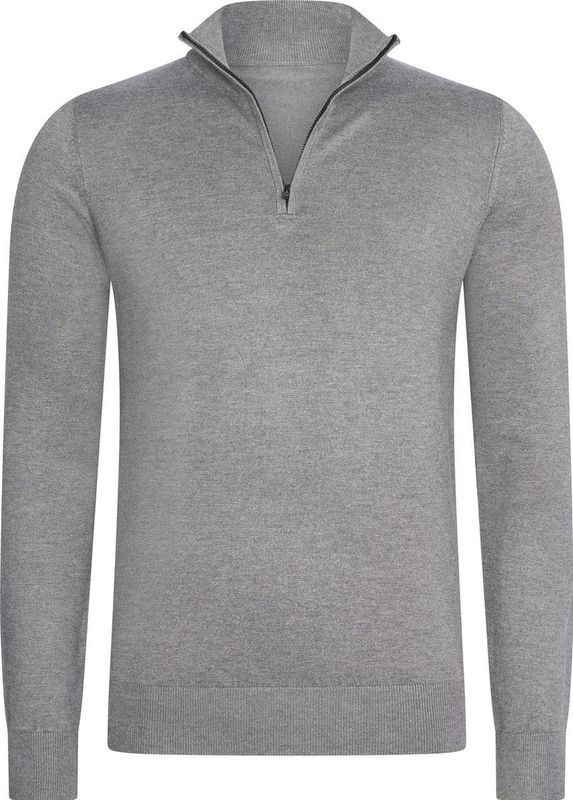 Mario Russo Half Zip Sweater - Trui Heren - Sweater Heren - Coltrui Heren - Antraciet - L