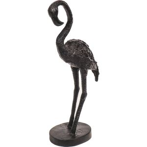 Housevitamin Flamingo Beeld -Polyresin - Zwart - 9x7,5x19,5cm