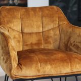 Velvet eetkamerstoel Jayron oker geel/cognac