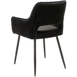 Bronx71® Eetkamerstoel velvet Mika zwart - Eetkamerstoelen met armleuning - Stoel zwart - Velvet eetkamerstoel - Eetkamerstoel met armleuning