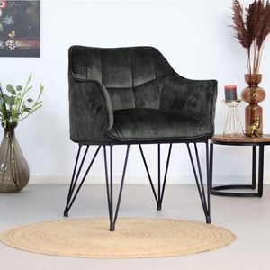 Bronx71® Velvet eetkamerstoel Jayron antraciet - stoel