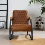 Bronx71® Fauteuil met armleuning Ivy cognac - Zetel 1 persoons - Relaxstoel - Relaxzetel - Fauteuil cognac