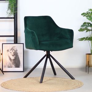 Bronx71® Velvet eetkamerstoel Furtado draaibaar groen