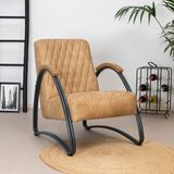 Bronx71® Fauteuil met armleuning Ivy beige - Zetel 1 persoons - Relaxstoel - Relaxzetel - Fauteuil beige