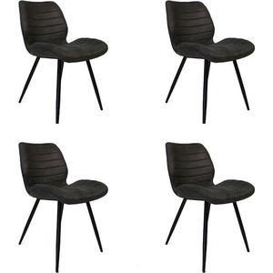 Bronx71® Industriële eetkamerstoel Morris antraciet - Eetkamerstoelen set van 4